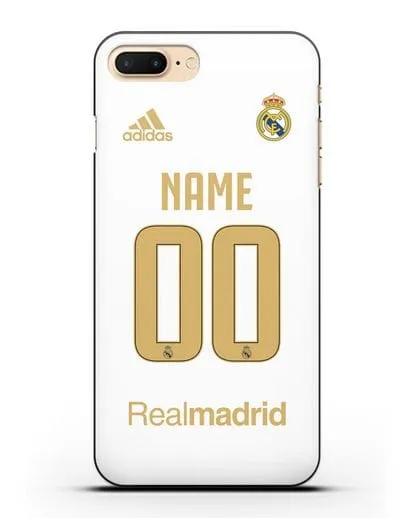 Именной чехол Реал Мадрид с фамилией и номером (сезон 2019-2020) белая форма силиконовый для iPhone 7 Plus