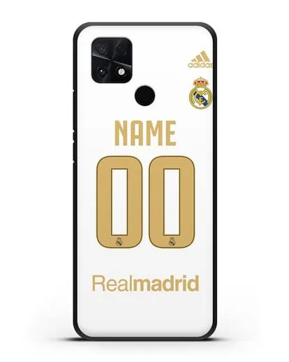 Именной чехол Реал Мадрид с фамилией и номером (сезон 2019-2020) белая форма силиконовый для Xiaomi Poco C40