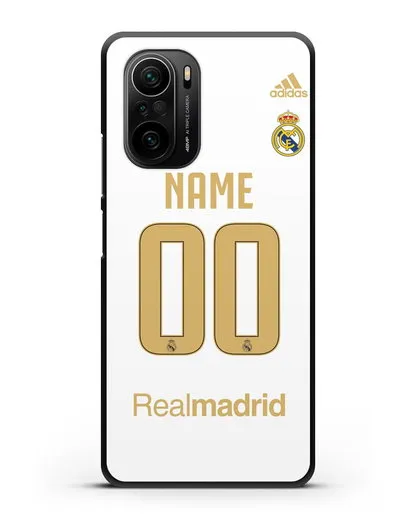 Именной чехол Реал Мадрид с фамилией и номером (сезон 2019-2020) белая форма силиконовый для Xiaomi Poco F3