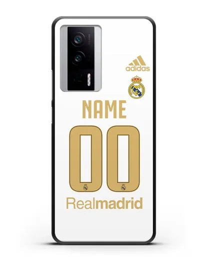 Именной чехол Реал Мадрид с фамилией и номером (сезон 2019-2020) белая форма силиконовый для Xiaomi Poco F5 Pro