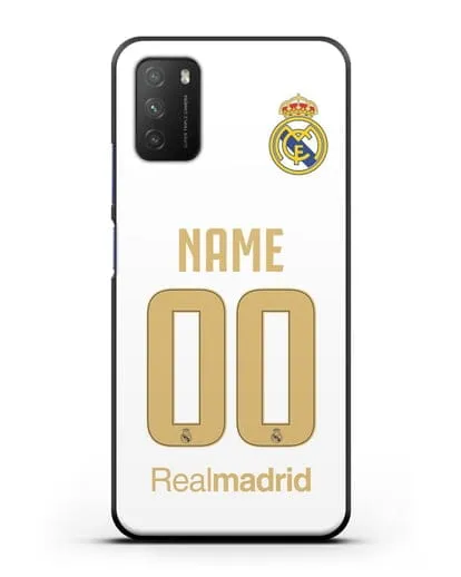Именной чехол Реал Мадрид с фамилией и номером (сезон 2019-2020) белая форма силиконовый для Xiaomi Poco M3