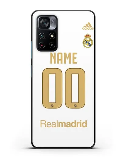 Именной чехол Реал Мадрид с фамилией и номером (сезон 2019-2020) белая форма силиконовый для Xiaomi Poco M4 Pro 5G