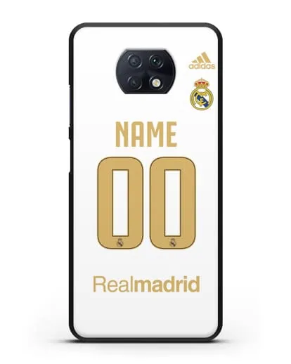 Именной чехол Реал Мадрид с фамилией и номером (сезон 2019-2020) белая форма силиконовый для Xiaomi Redmi Note 9T