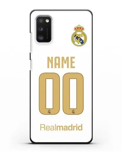 Именной чехол Реал Мадрид с фамилией и номером (сезон 2019-2020) белая форма силиконовый для Samsung Galaxy A41 [SM-A415F]