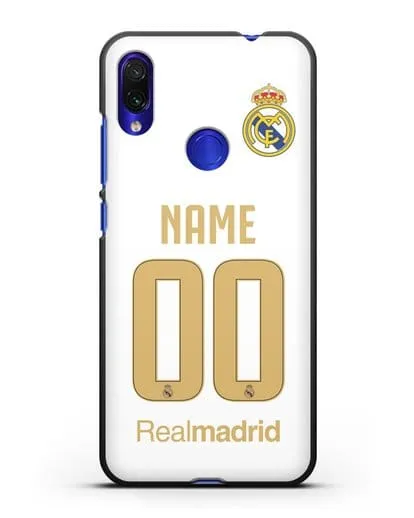 Именной чехол Реал Мадрид с фамилией и номером (сезон 2019-2020) белая форма силиконовый для Xiaomi Redmi Note 7