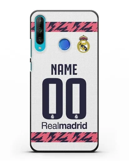 Именной чехол ФК Реал Мадрид с фамилией и номером (сезон 2020-2021) домашняя форма силиконовый для Honor 9C