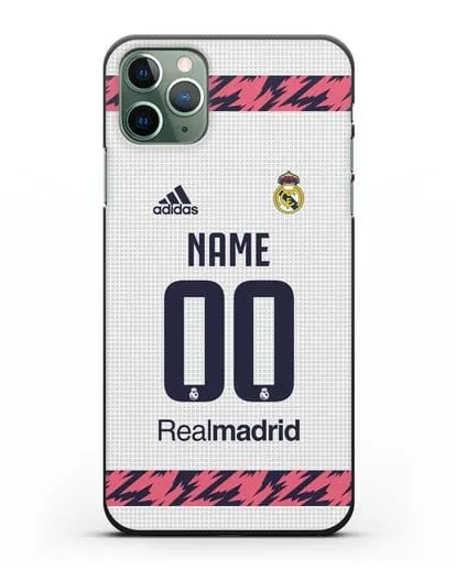 Именной чехол ФК Реал Мадрид с фамилией и номером (сезон 2020-2021) домашняя форма силиконовый для iPhone 11 Pro