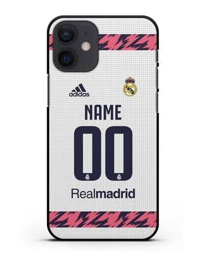 Именной чехол ФК Реал Мадрид с фамилией и номером (сезон 2020-2021) домашняя форма силиконовый для iPhone 12 mini