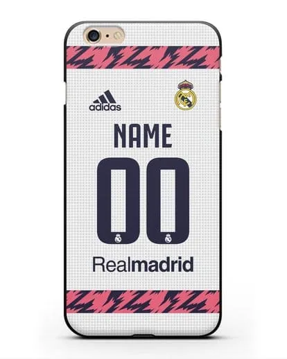 Именной чехол ФК Реал Мадрид с фамилией и номером (сезон 2020-2021) домашняя форма силиконовый для iPhone 6 Plus