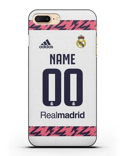 Именной чехол ФК Реал Мадрид с фамилией и номером (сезон 2020-2021) домашняя форма силиконовый для iPhone 8 Plus