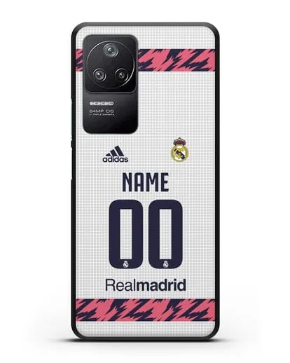 Именной чехол ФК Реал Мадрид с фамилией и номером (сезон 2020-2021) домашняя форма силиконовый для Xiaomi Poco F4
