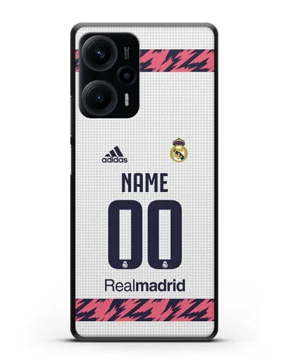 Именной чехол ФК Реал Мадрид с фамилией и номером (сезон 2020-2021) домашняя форма силиконовый для Xiaomi Poco F5
