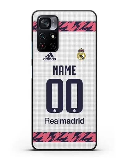 Именной чехол ФК Реал Мадрид с фамилией и номером (сезон 2020-2021) домашняя форма силиконовый для Xiaomi Poco M4 Pro 5G