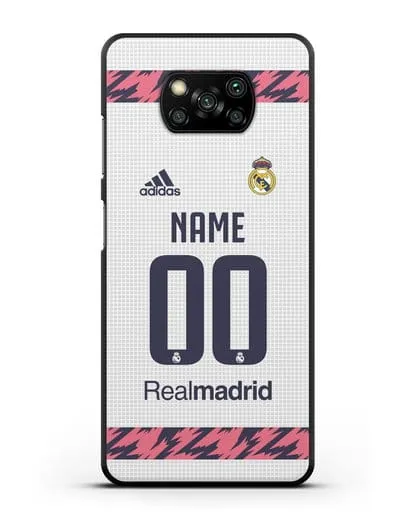 Именной чехол ФК Реал Мадрид с фамилией и номером (сезон 2020-2021) домашняя форма силиконовый для Xiaomi Poco X3