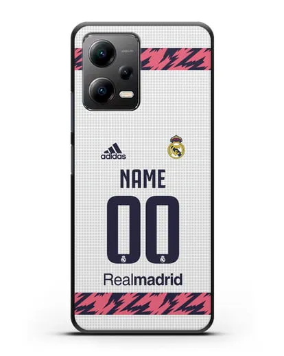 Именной чехол ФК Реал Мадрид с фамилией и номером (сезон 2020-2021) домашняя форма силиконовый для Xiaomi Poco X5