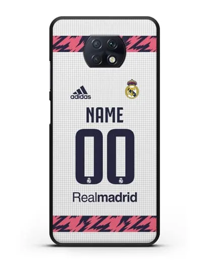 Именной чехол ФК Реал Мадрид с фамилией и номером (сезон 2020-2021) домашняя форма силиконовый для Xiaomi Redmi Note 9T