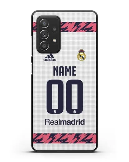 Именной чехол ФК Реал Мадрид с фамилией и номером (сезон 2020-2021) домашняя форма силиконовый для Samsung Galaxy A53
