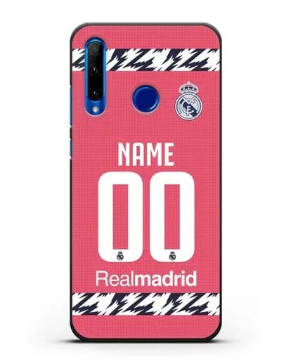 Именной чехол ФК Реал Мадрид с фамилией и номером (сезон 2020-2021) гостевая форма силиконовый для Honor 10i