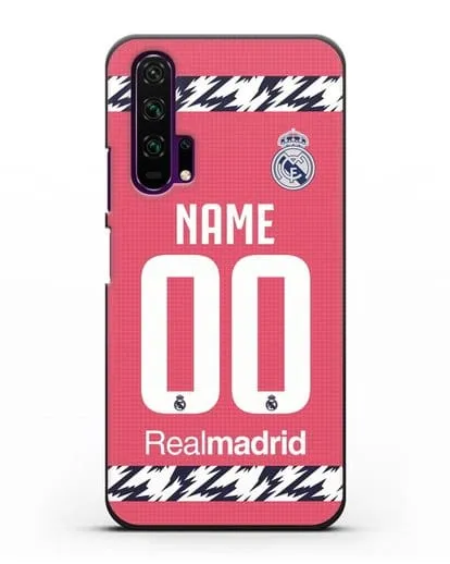 Именной чехол ФК Реал Мадрид с фамилией и номером (сезон 2020-2021) гостевая форма силиконовый для Honor 20 Pro