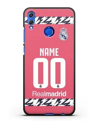 Именной чехол ФК Реал Мадрид с фамилией и номером (сезон 2020-2021) гостевая форма силиконовый для Honor 8X