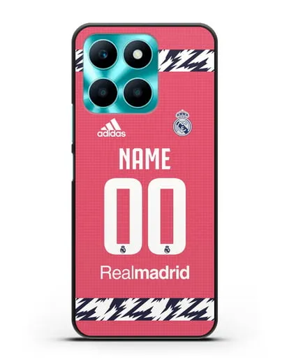 Именной чехол ФК Реал Мадрид с фамилией и номером (сезон 2020-2021) гостевая форма силиконовый для Honor X6a