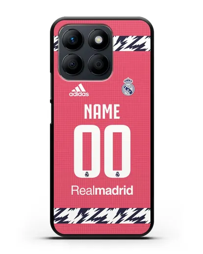 Именной чехол ФК Реал Мадрид с фамилией и номером (сезон 2020-2021) гостевая форма силиконовый для Honor X8b