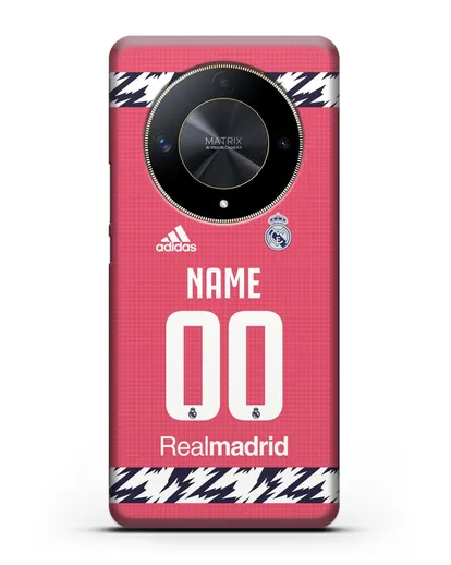 Именной чехол ФК Реал Мадрид с фамилией и номером (сезон 2020-2021) гостевая форма силиконовый для Honor X9b