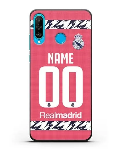 Именной чехол ФК Реал Мадрид с фамилией и номером (сезон 2020-2021) гостевая форма силиконовый для Huawei P30 Lite