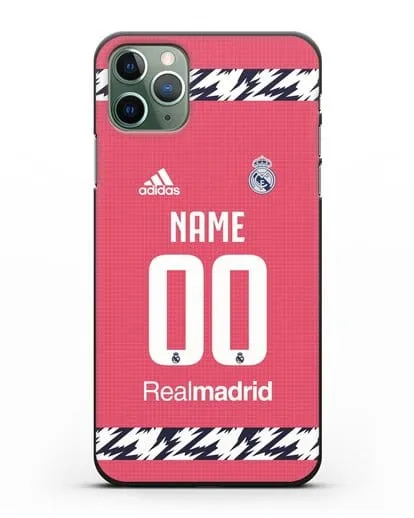 Именной чехол ФК Реал Мадрид с фамилией и номером (сезон 2020-2021) гостевая форма силиконовый для iPhone 11 Pro