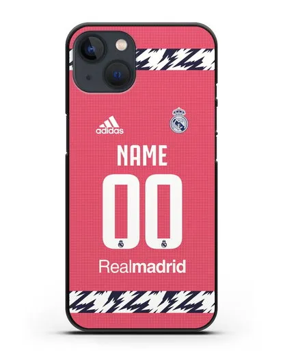 Именной чехол ФК Реал Мадрид с фамилией и номером (сезон 2020-2021) гостевая форма силиконовый для iPhone 13 Mini