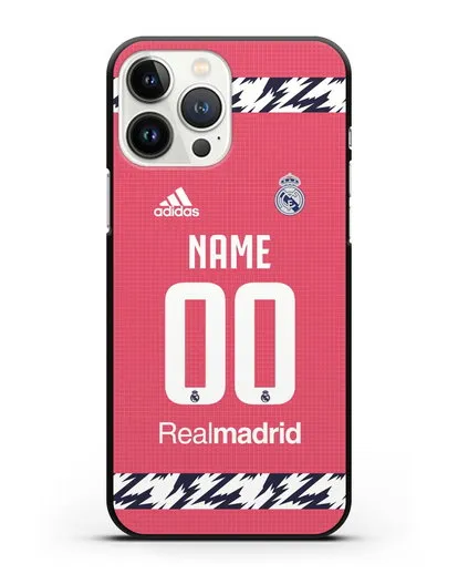Именной чехол ФК Реал Мадрид с фамилией и номером (сезон 2020-2021) гостевая форма силиконовый для iPhone 13 Pro Max