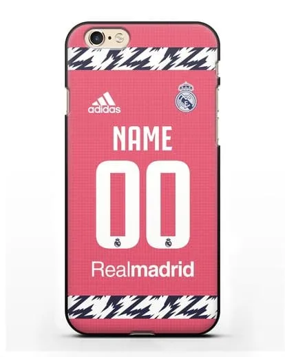 Именной чехол ФК Реал Мадрид с фамилией и номером (сезон 2020-2021) гостевая форма силиконовый для iPhone 6
