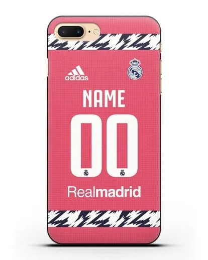 Именной чехол ФК Реал Мадрид с фамилией и номером (сезон 2020-2021) гостевая форма силиконовый для iPhone 8 Plus