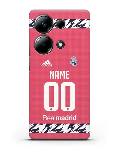 Именной чехол ФК Реал Мадрид с фамилией и номером (сезон 2020-2021) гостевая форма силиконовый для Xiaomi Poco M6 Pro