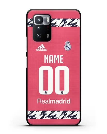 Именной чехол ФК Реал Мадрид с фамилией и номером (сезон 2020-2021) гостевая форма силиконовый для Xiaomi Poco X3 GT