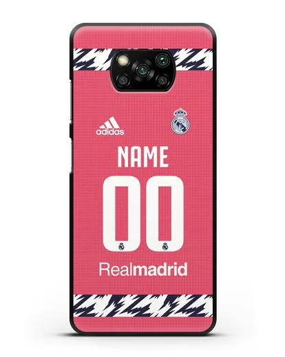 Именной чехол ФК Реал Мадрид с фамилией и номером (сезон 2020-2021) гостевая форма силиконовый для Xiaomi Poco X3 Pro