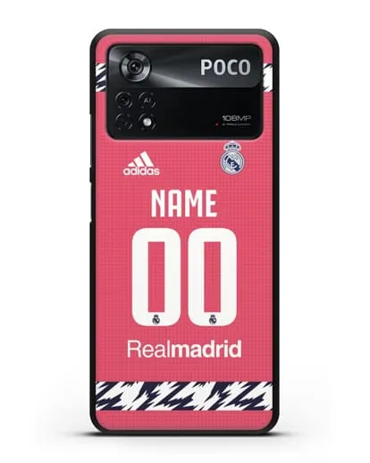 Именной чехол ФК Реал Мадрид с фамилией и номером (сезон 2020-2021) гостевая форма силиконовый для Xiaomi Poco X4 Pro