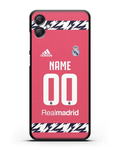 Именной чехол ФК Реал Мадрид с фамилией и номером (сезон 2020-2021) гостевая форма силиконовый для Samsung Galaxy A05 [SM-A055]