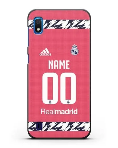 Именной чехол ФК Реал Мадрид с фамилией и номером (сезон 2020-2021) гостевая форма силиконовый для Samsung Galaxy A10 [SM-A105F]