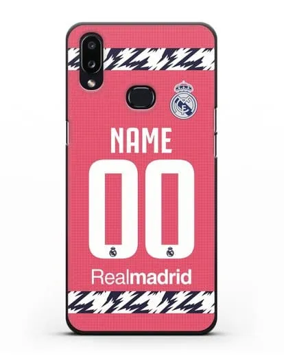 Именной чехол ФК Реал Мадрид с фамилией и номером (сезон 2020-2021) гостевая форма силиконовый для Samsung Galaxy A10s [SM-F107F]