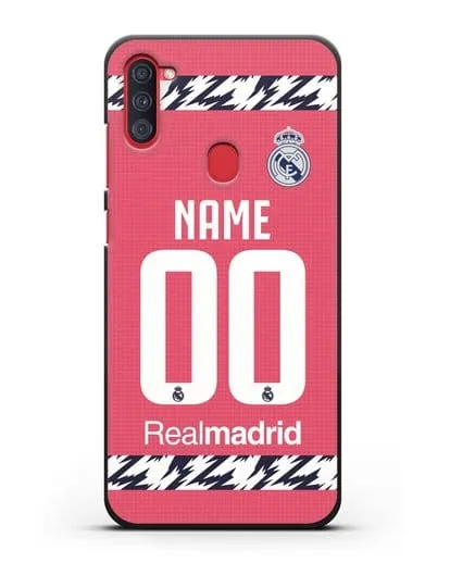 Именной чехол ФК Реал Мадрид с фамилией и номером (сезон 2020-2021) гостевая форма силиконовый для Samsung Galaxy A11 [SM-A115F]