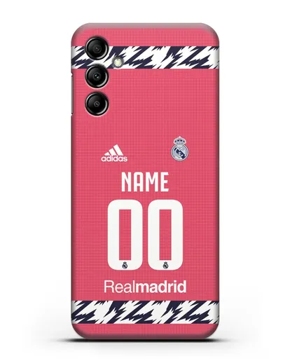 Именной чехол ФК Реал Мадрид с фамилией и номером (сезон 2020-2021) гостевая форма силиконовый для Samsung Galaxy A14 [SM-A145]