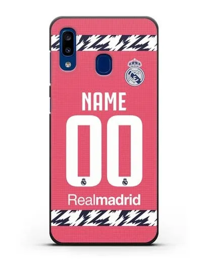 Именной чехол ФК Реал Мадрид с фамилией и номером (сезон 2020-2021) гостевая форма силиконовый для Samsung Galaxy A20 [SM-A205FN]