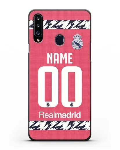 Именной чехол ФК Реал Мадрид с фамилией и номером (сезон 2020-2021) гостевая форма силиконовый для Samsung Galaxy A20s [SM-A207FN]