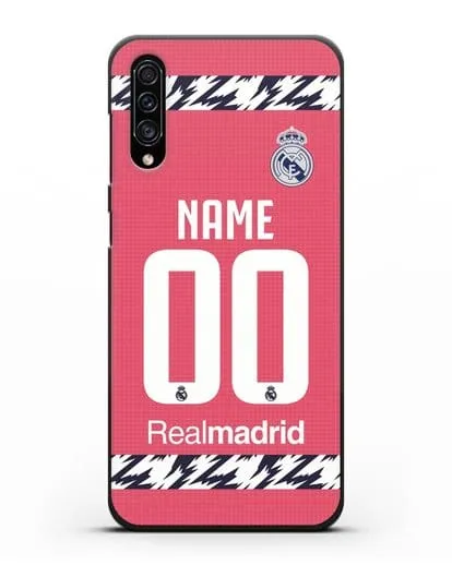 Именной чехол ФК Реал Мадрид с фамилией и номером (сезон 2020-2021) гостевая форма силиконовый для Samsung Galaxy A30s [SM-A307FN]