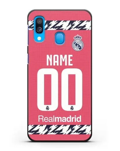 Именной чехол ФК Реал Мадрид с фамилией и номером (сезон 2020-2021) гостевая форма силиконовый для Samsung Galaxy A40 [SM-A405F]