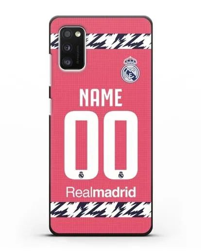 Именной чехол ФК Реал Мадрид с фамилией и номером (сезон 2020-2021) гостевая форма силиконовый для Samsung Galaxy A41 [SM-A415F]
