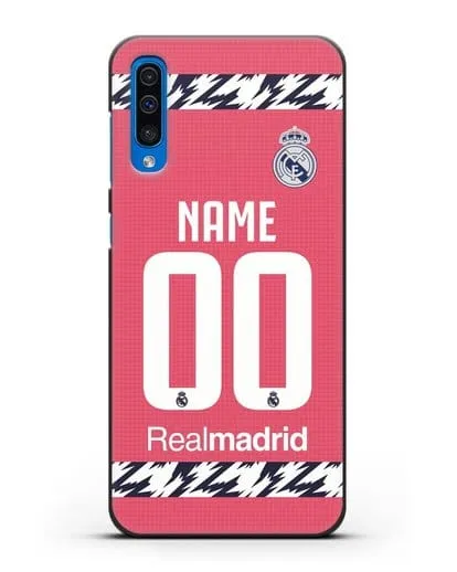 Именной чехол ФК Реал Мадрид с фамилией и номером (сезон 2020-2021) гостевая форма силиконовый для Samsung Galaxy A50