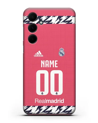 Именной чехол ФК Реал Мадрид с фамилией и номером (сезон 2020-2021) гостевая форма силиконовый для Samsung Galaxy A55 [SM-A556]