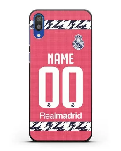 Именной чехол ФК Реал Мадрид с фамилией и номером (сезон 2020-2021) гостевая форма силиконовый для Samsung Galaxy M10 [SM-M105F]